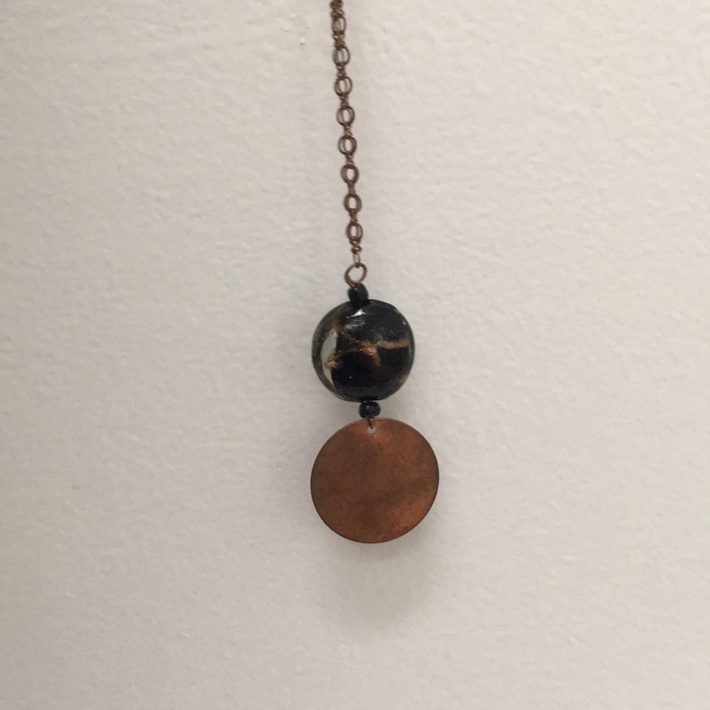 Copper and glass bead necklace